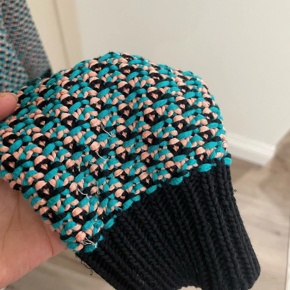 COS Crew Neck Knit Women's Sweater Teal And Peach Size Small